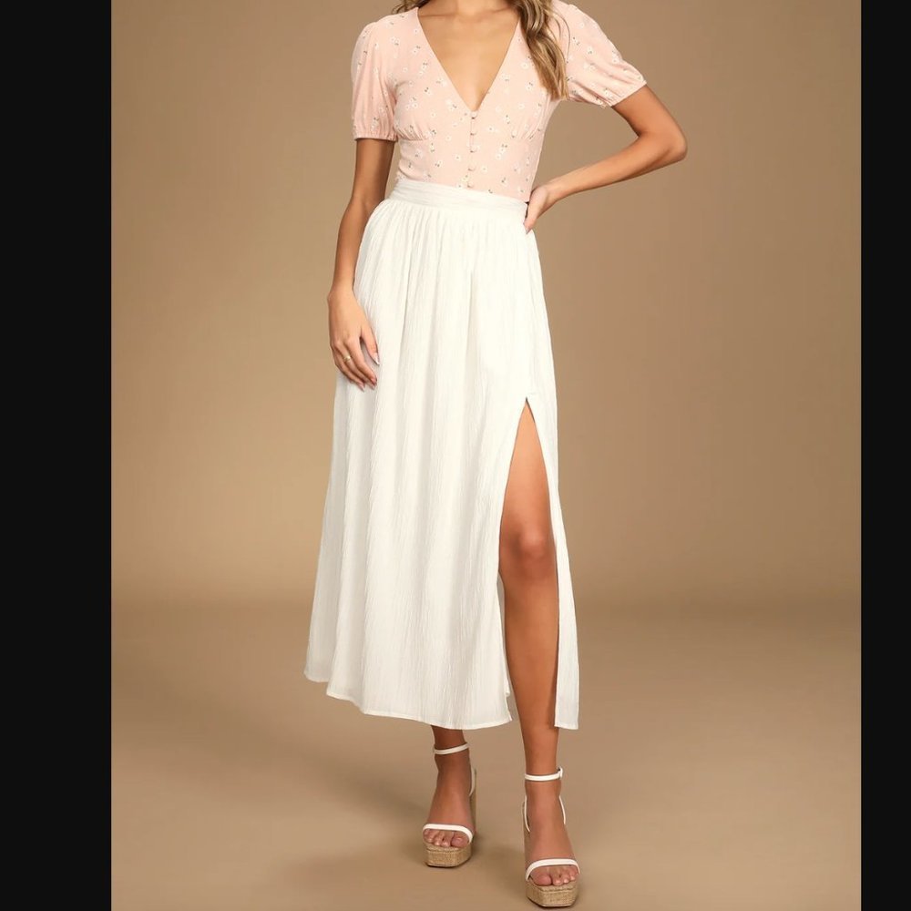 Lulu's Cream Maxi Skirt